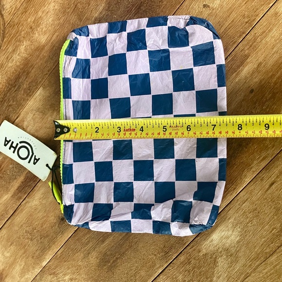 ALOHA Collection Checkered Pouch with Neon Trim; New But Has Flaws From Storage - Picture 13 of 13